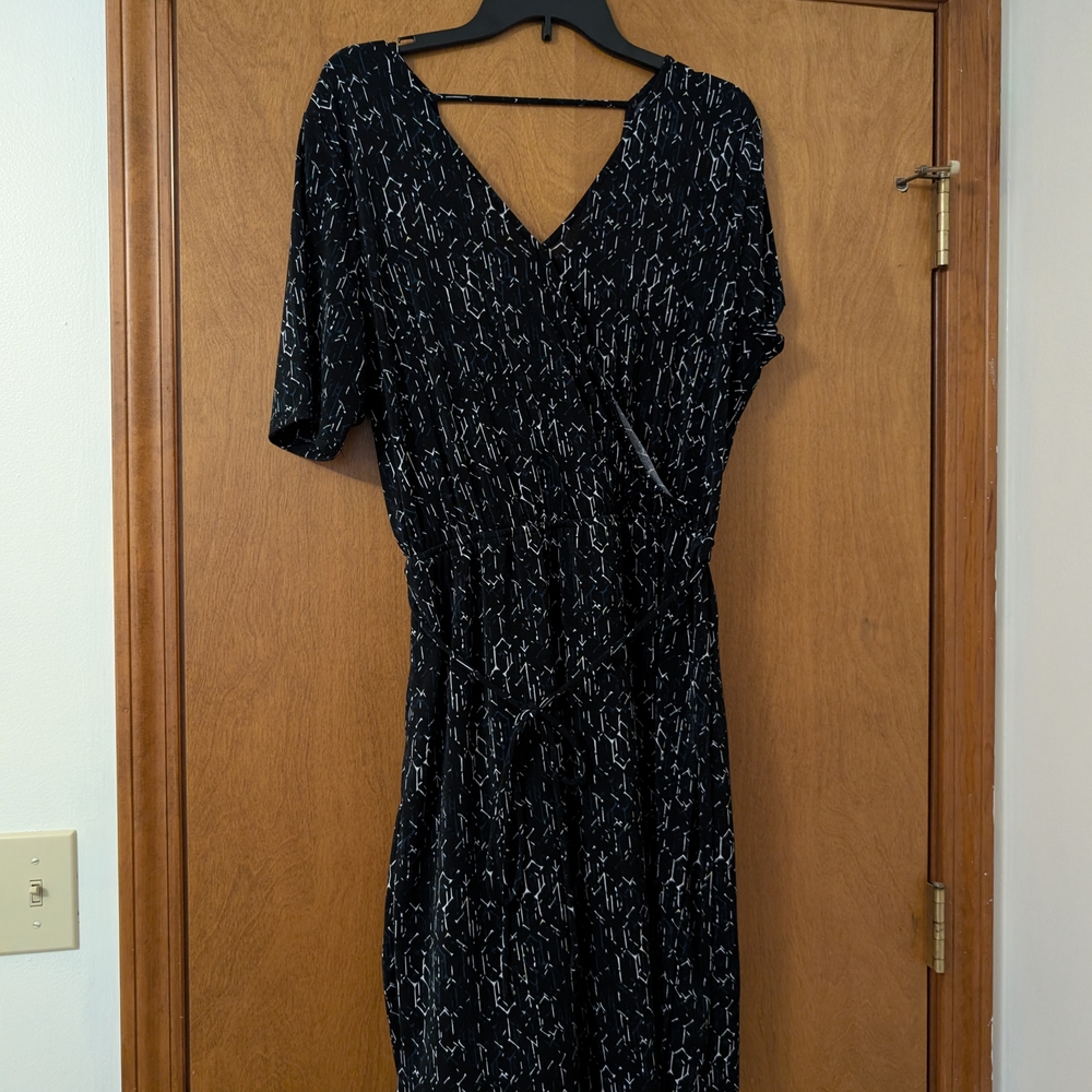 Elegant Black, Teal and White Women's Dress